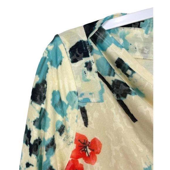 Soft Surrounding Floral Bird Print Burnout Cowl Neck Blouse | Small - Picture 3 of 6